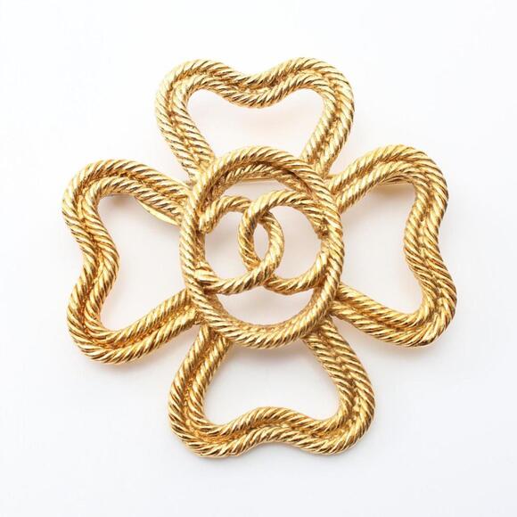 CHANEL Gold Logo Brooch - Picture 1 of 6